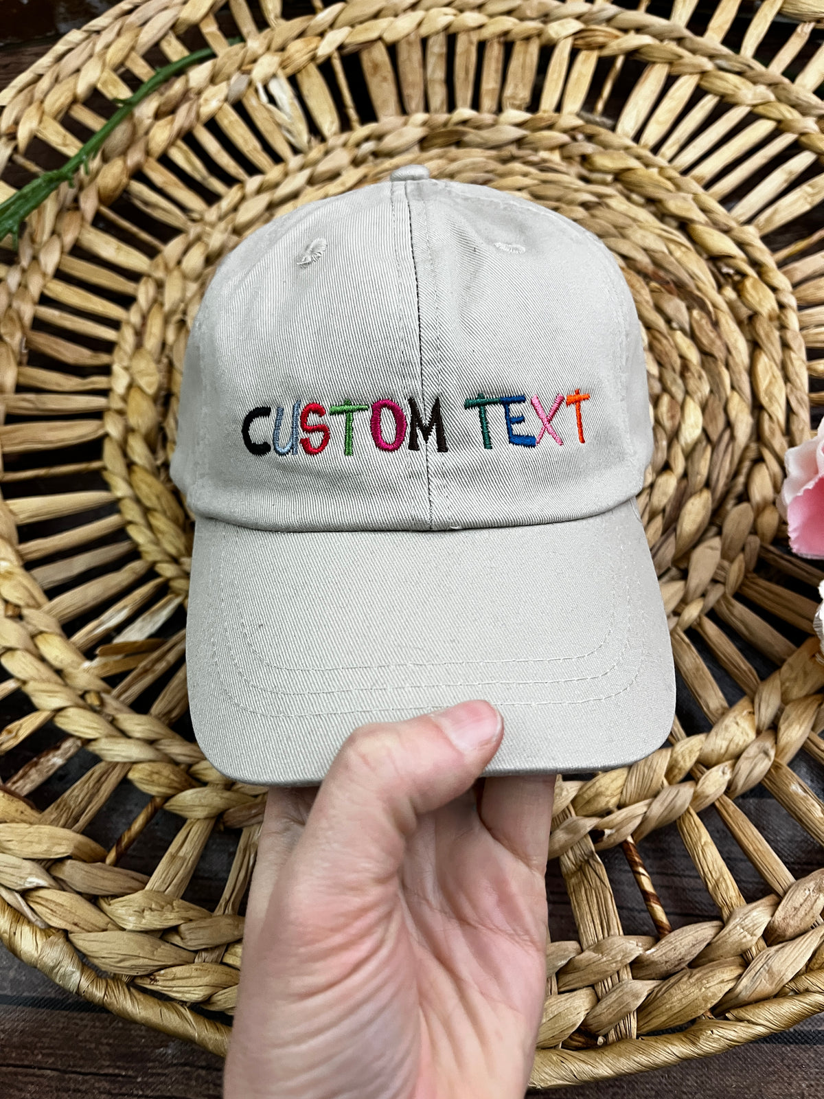 Custom text personalised embroidered adjustable trucker cap