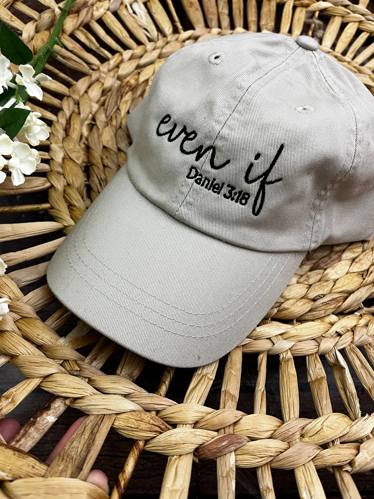 Even If Daniel 3 18 embroidered Christian adjustable cap - detail view