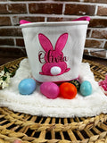 Personalised embroidered Easter bunny basket with custom name