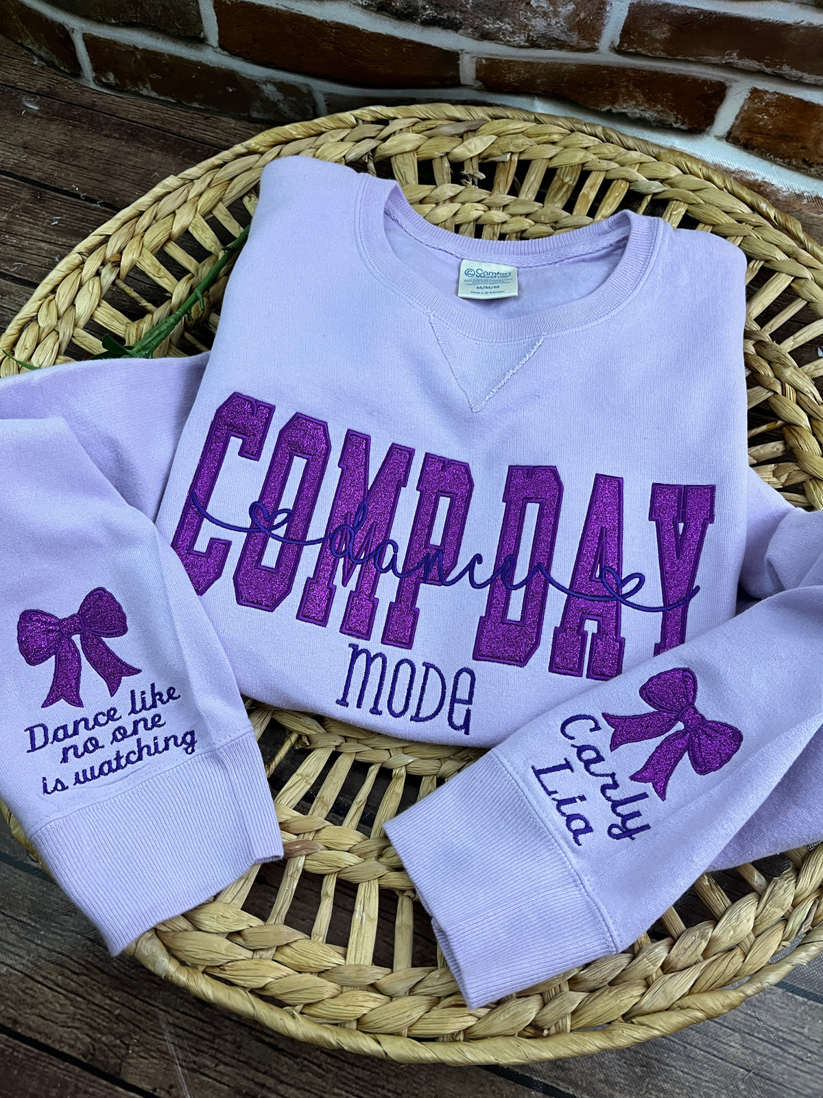 Comp Day Dance Mode glitter embroidered dance team sweatshirt - back view
