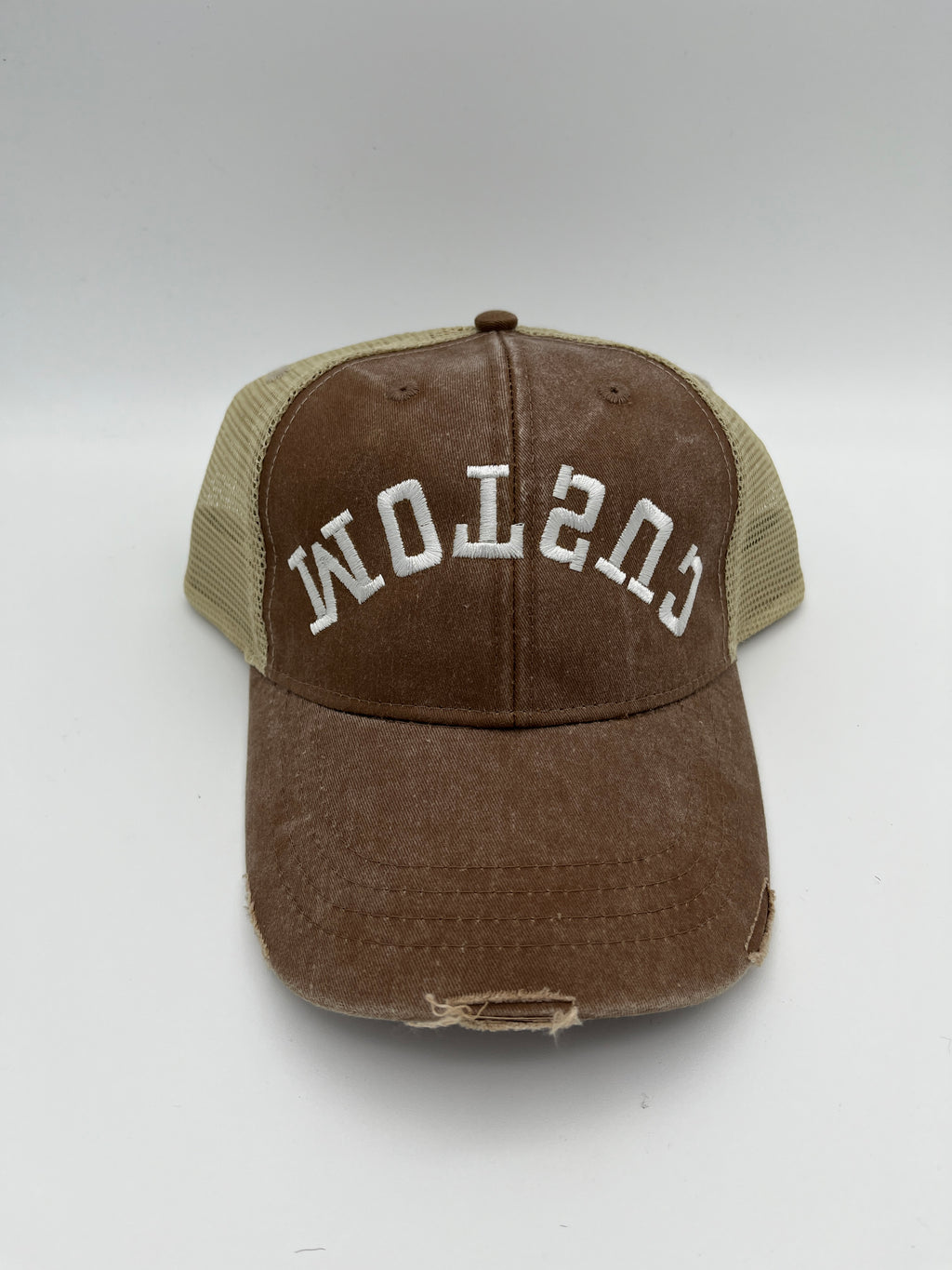 Custom backward flipped text embroidered adjustable cap - alternate view