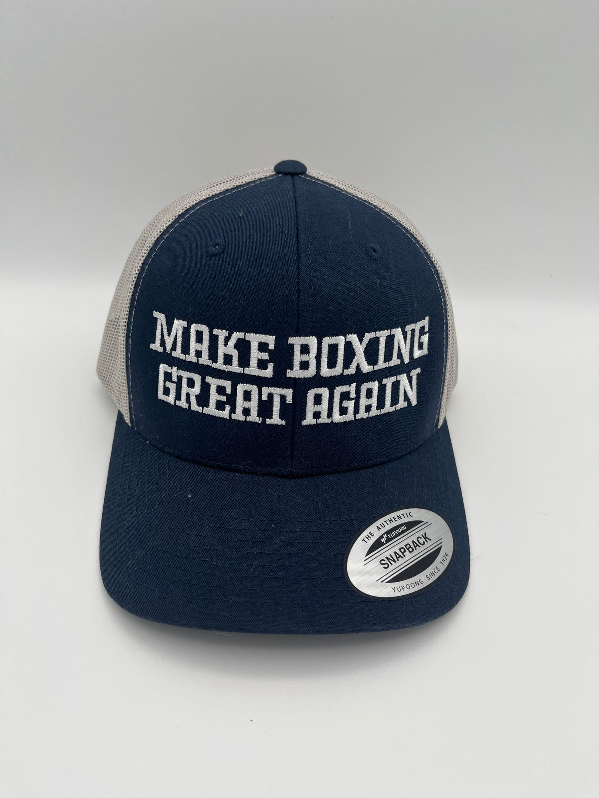 Boxing slogan embroidered adjustable trucker cap