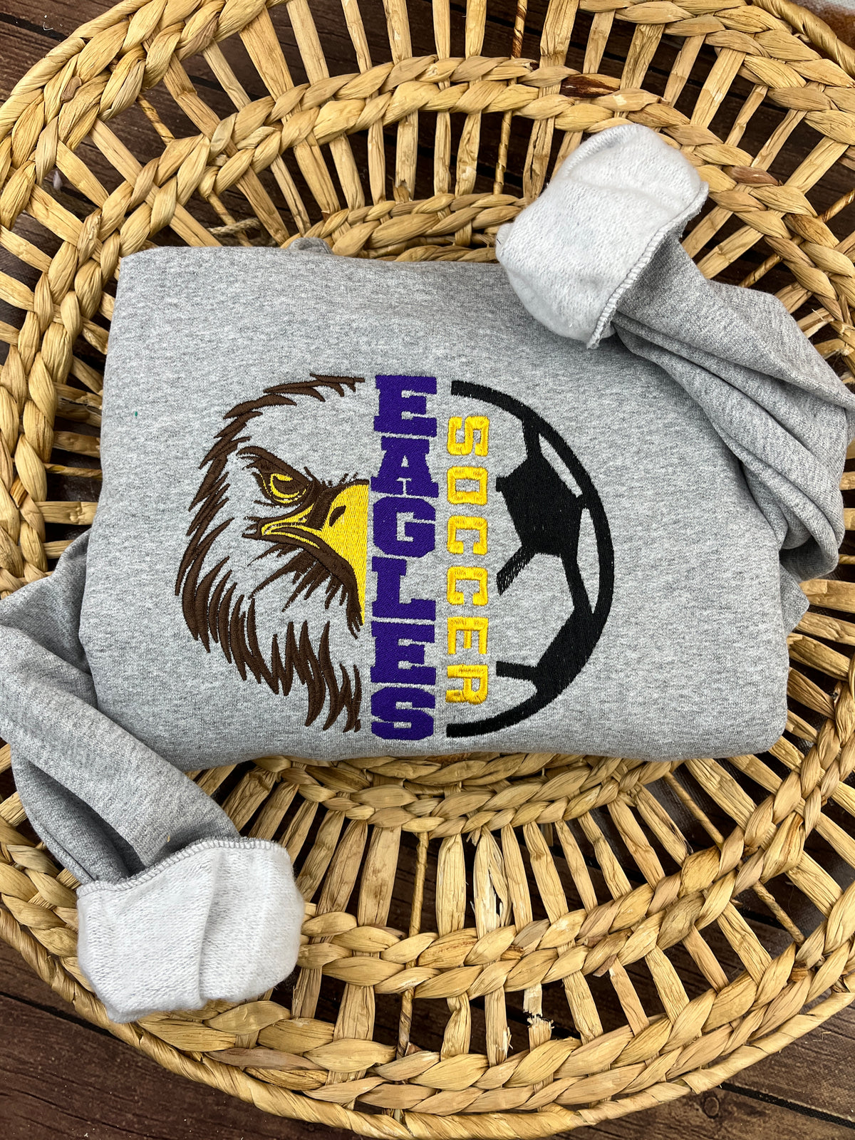 Custom embroidered soccer team sweatshirt for game day - detail view