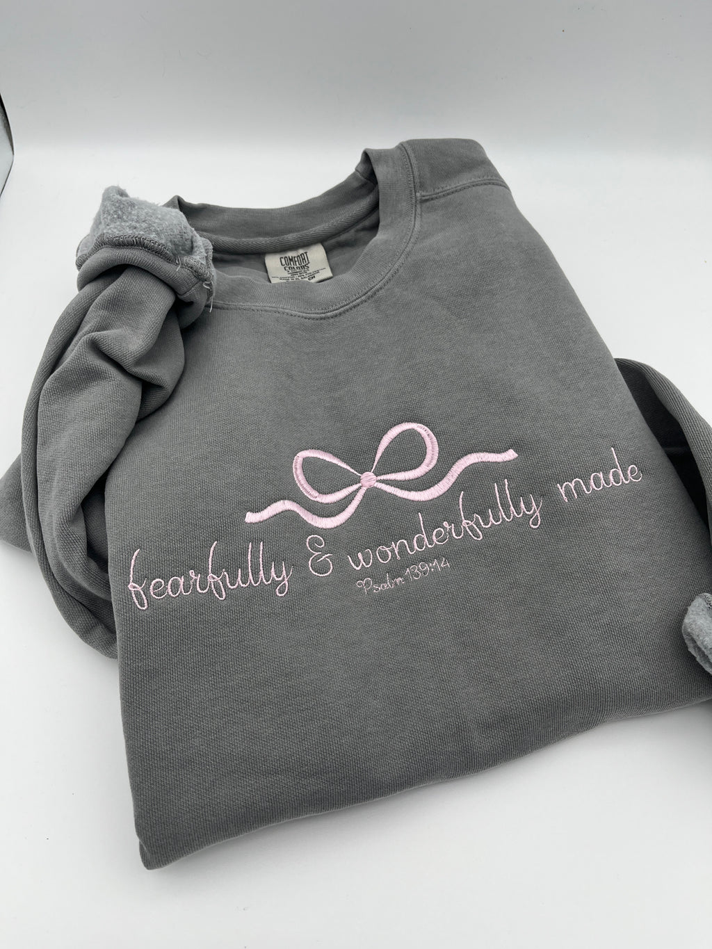 Fearfully and wonderfully made Psalm 139 14 embroidered sweatshirt