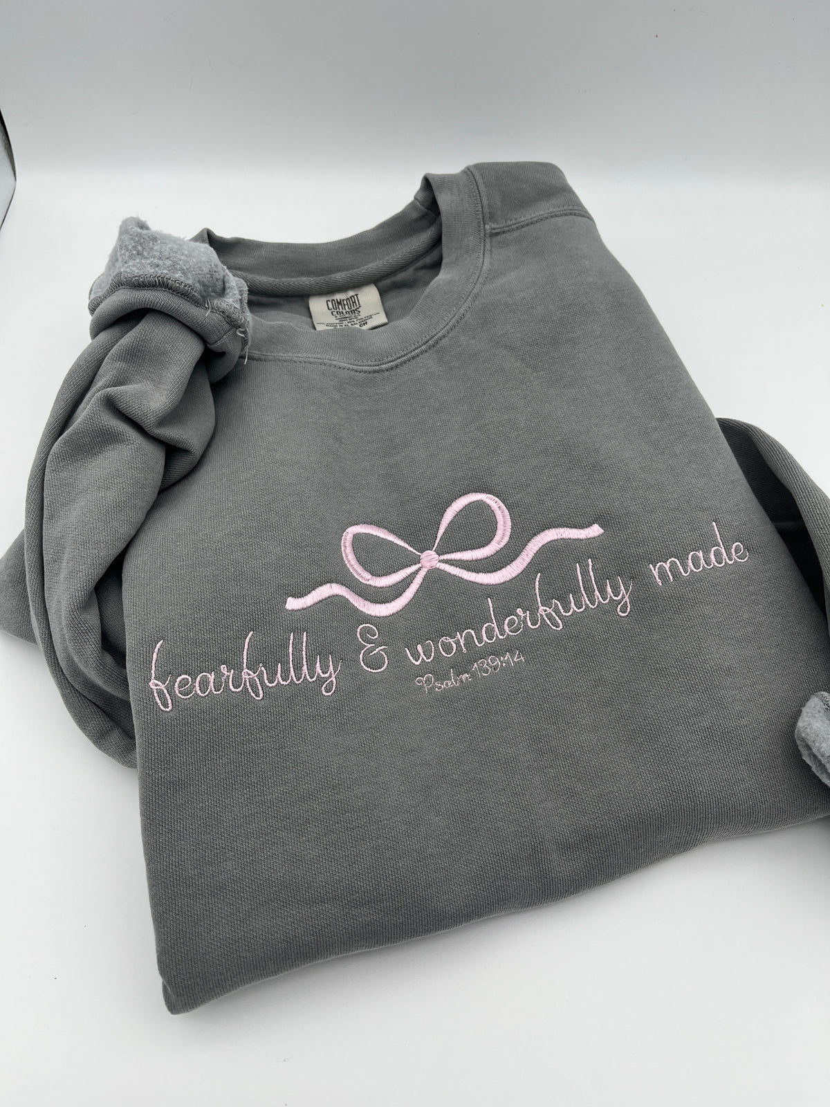 Fearfully and wonderfully made Psalm 139 14 embroidered sweatshirt