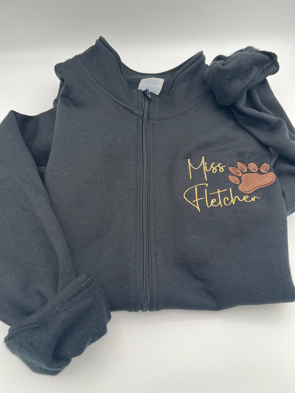 Personalized bear paw embroidered zip sweatshirt - detail view 2