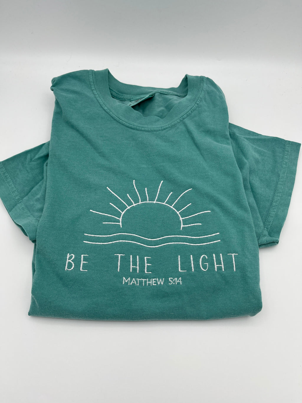 Be the Light Christian shirt with scripture inspired lettering