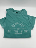 Be the Light Christian shirt with scripture inspired lettering
