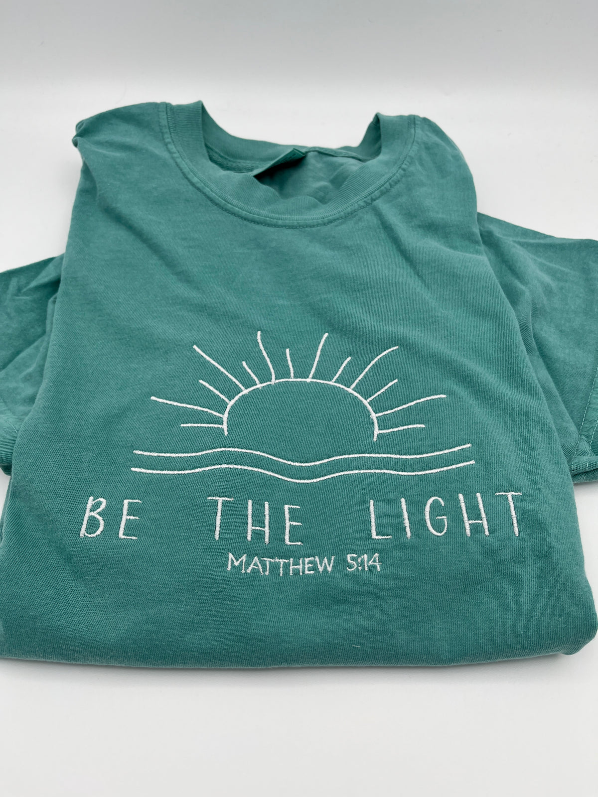 Be the Light Christian shirt with scripture inspired lettering - detail view 2