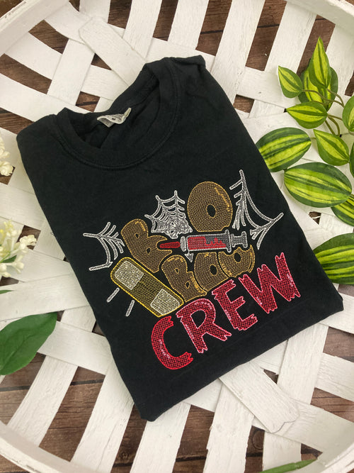 Embroidered Boo Boo Crew Halloween shirt for nurses and teachers - detail view