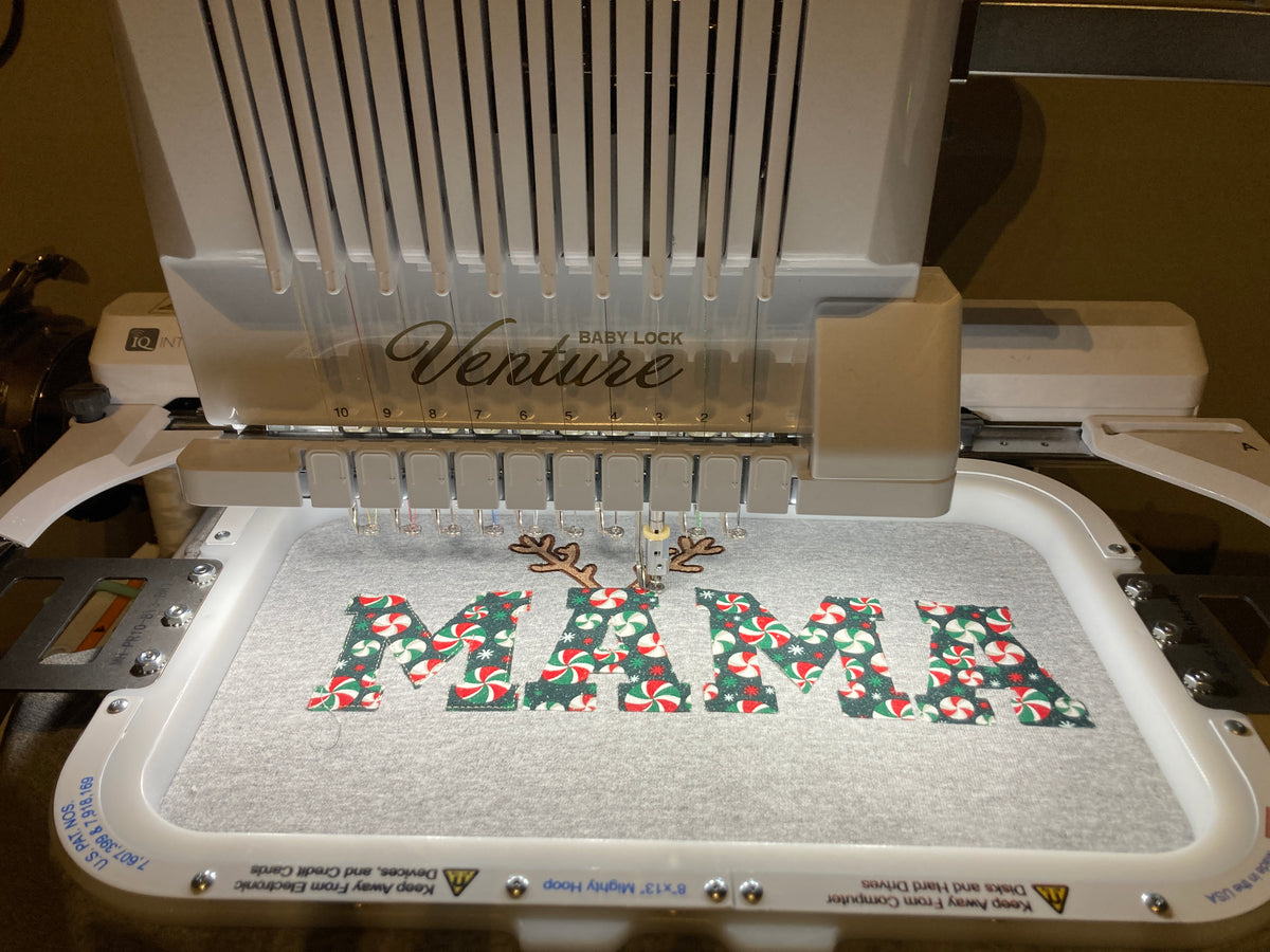 Mama Claus embroidered applique Christmas shirt - styling option