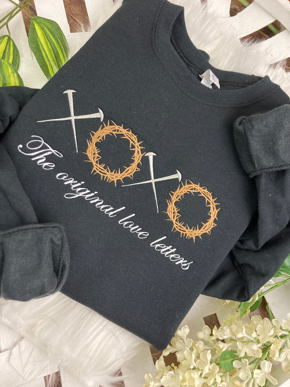 The Original Love Letters John 3 16 embroidered Christian shirt - close up view