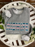 Midwife keepsake sweatshirt appliqued from a baby hospital blanket