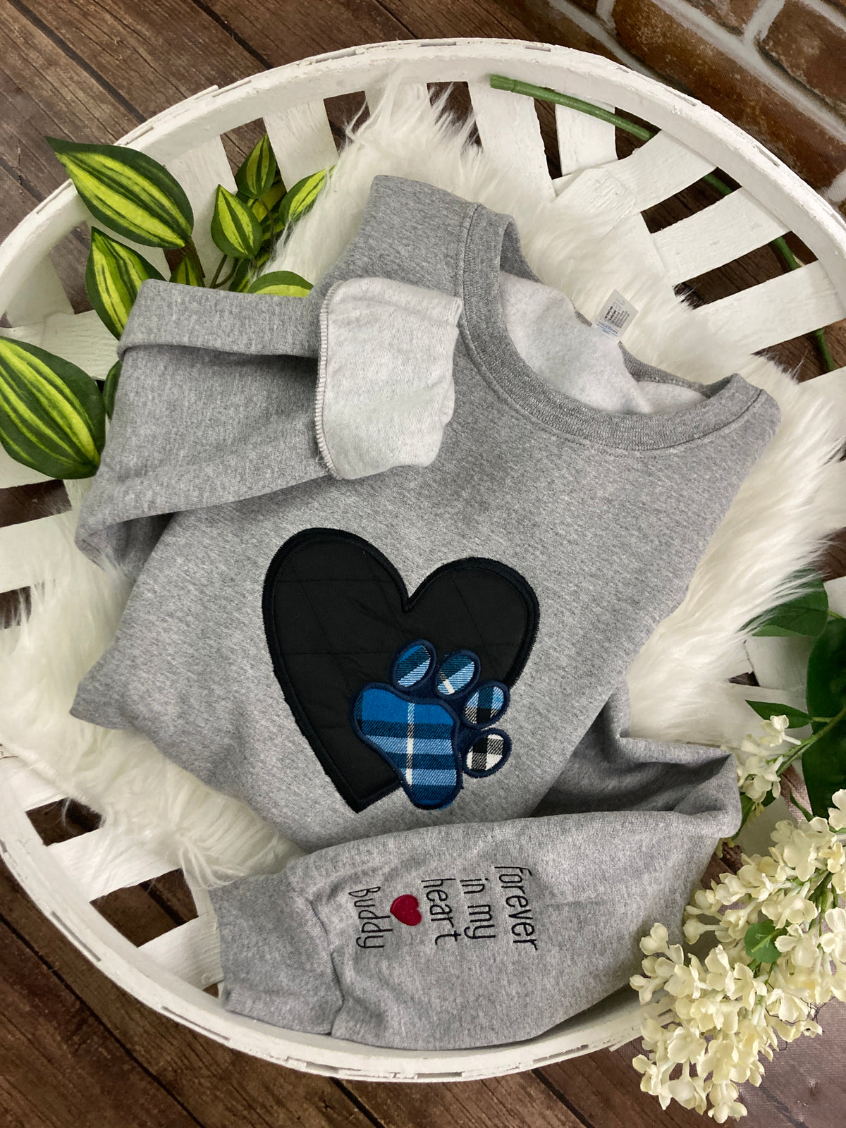 Pet keepsake sweatshirt appliqued from a dog or cat bandana