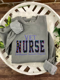 Vet nurse embroidered sweatshirt with rainbow paw print applique