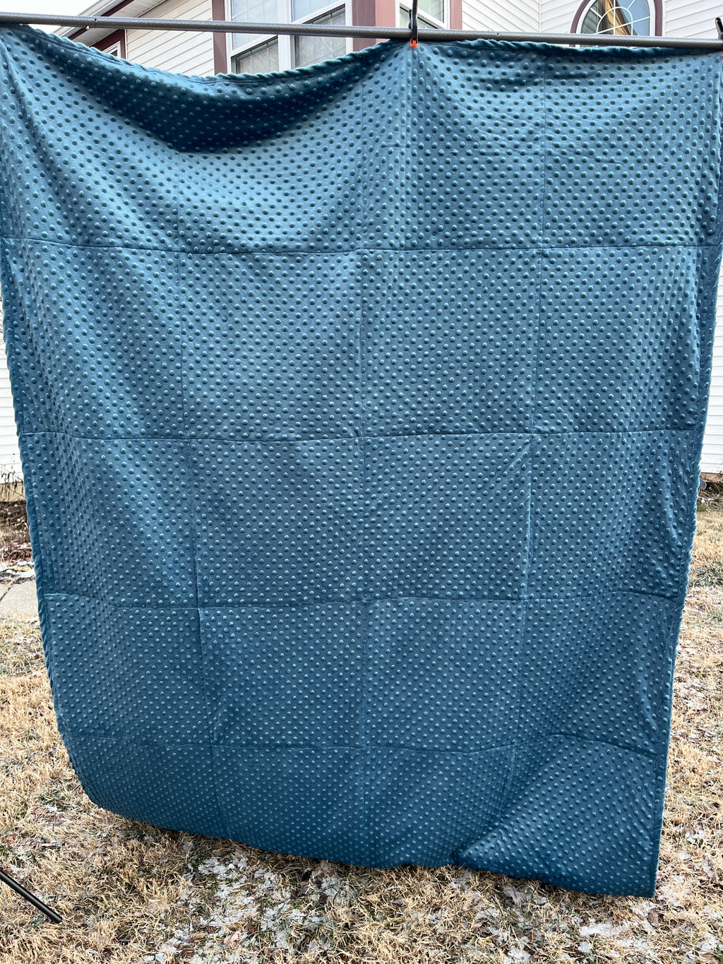 Memory quilt handmade from a loved ones clothing - layout view