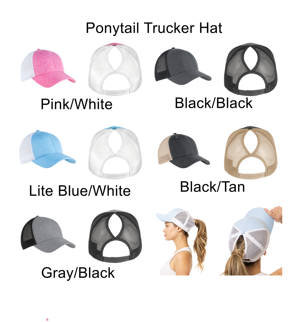Custom embroidered adjustable cap style and colour options - third chart