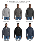 Port and Company full zip mock neck sweatshirt color chart