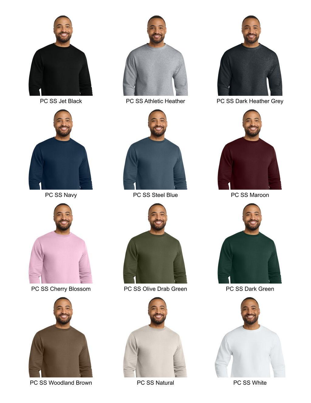 Port & Company sweatshirt colour options