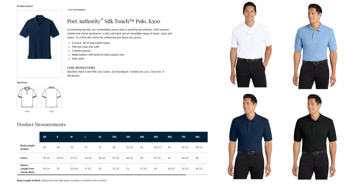 Custom embroidered corporate polo shirt with company logo - detail view