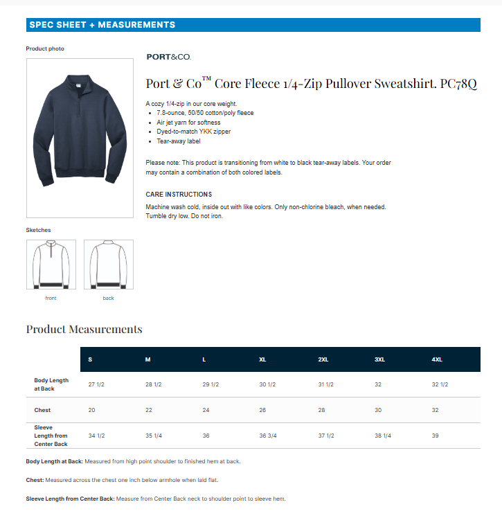 Eastek embroidered quarter zip fleece pullover sweatshirt - colour options