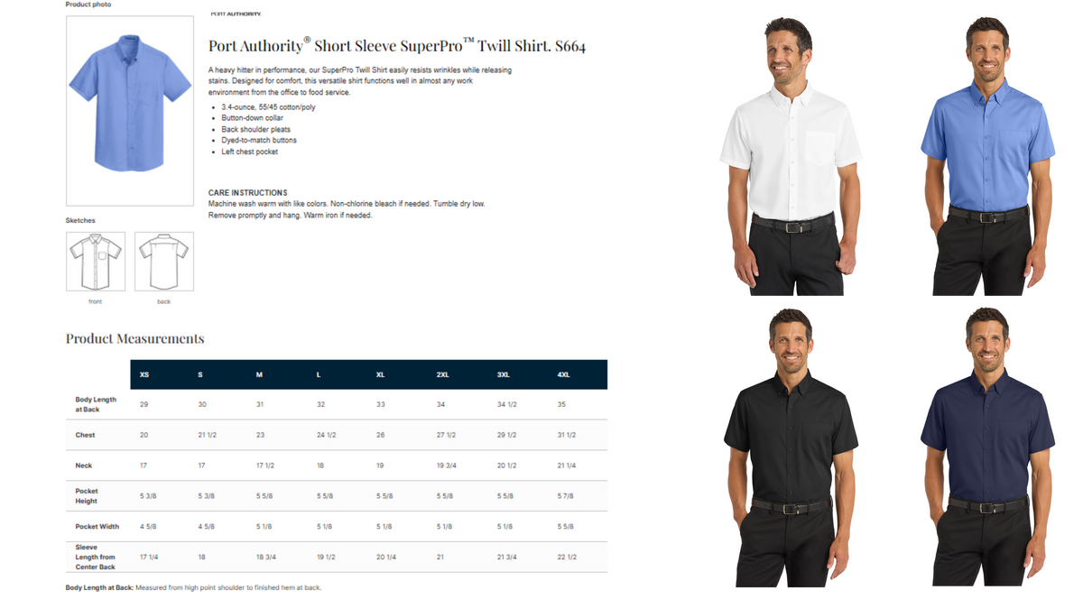 Embroidered short sleeve twill work shirt - detail view