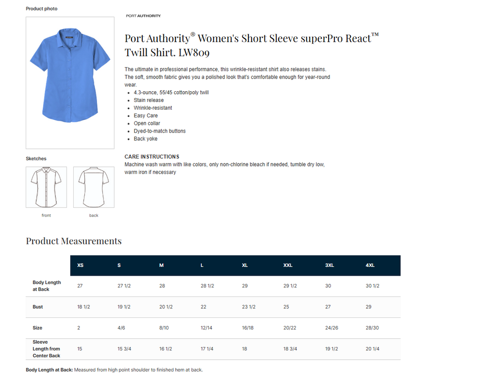 Eastek embroidered womens short sleeve twill shirt - colour options