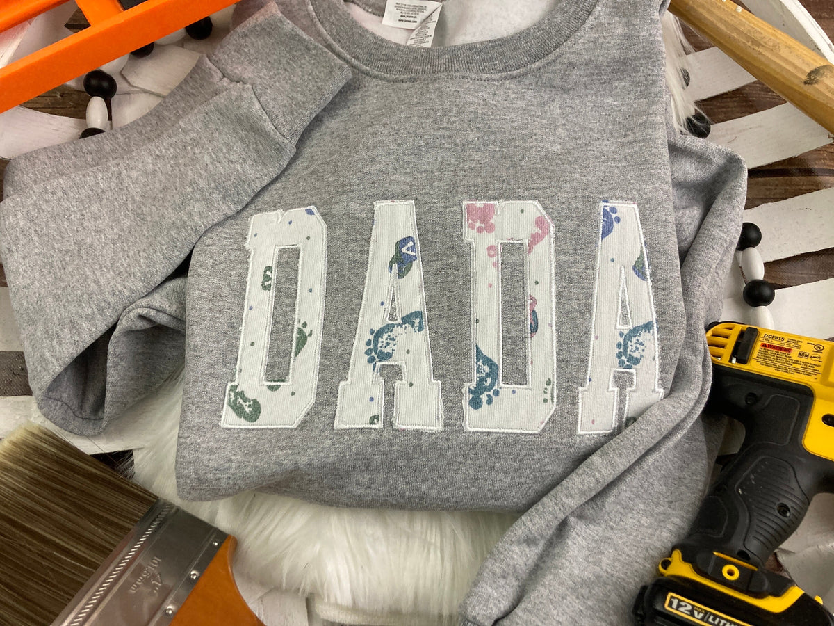 DADA applique keepsake sweatshirt made from baby clothes and onesies - alternate view
