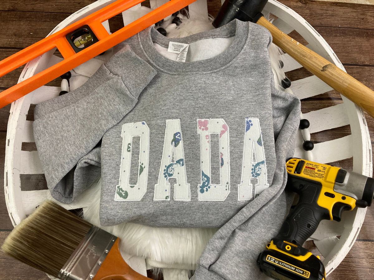 DADA applique keepsake sweatshirt made from baby clothes and onesies