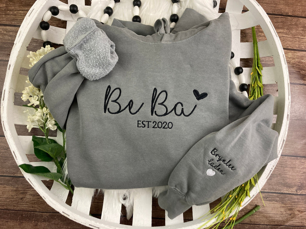 Custom embroidered MAMA sweatshirt with personalized name and established date - alternate view