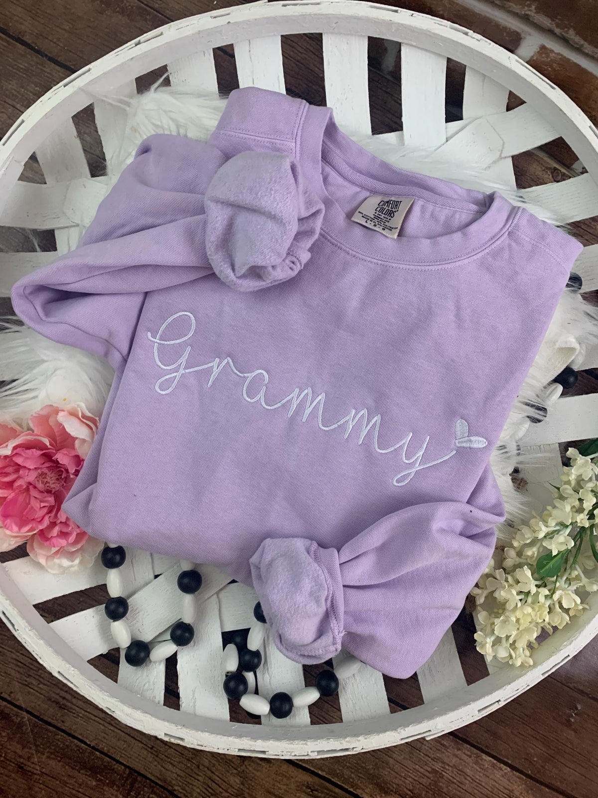 Custom embroidered MAMA sweatshirt with personalized name and established date