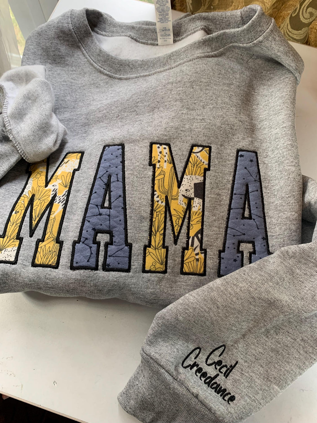 Mama baby clothes keepsake sweatshirt with custom applique made from baby outfits - view 5