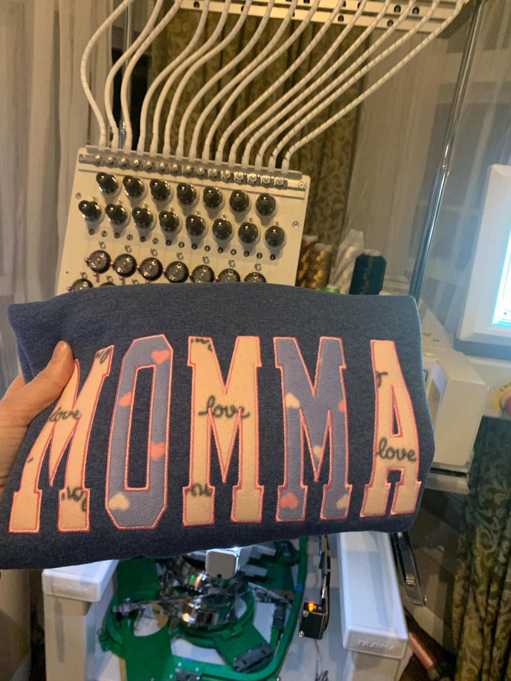 Mama baby clothes keepsake sweatshirt with custom applique made from baby outfits - view 6