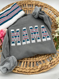MAMA applique keepsake sweatshirt made from a hospital swaddle blanket