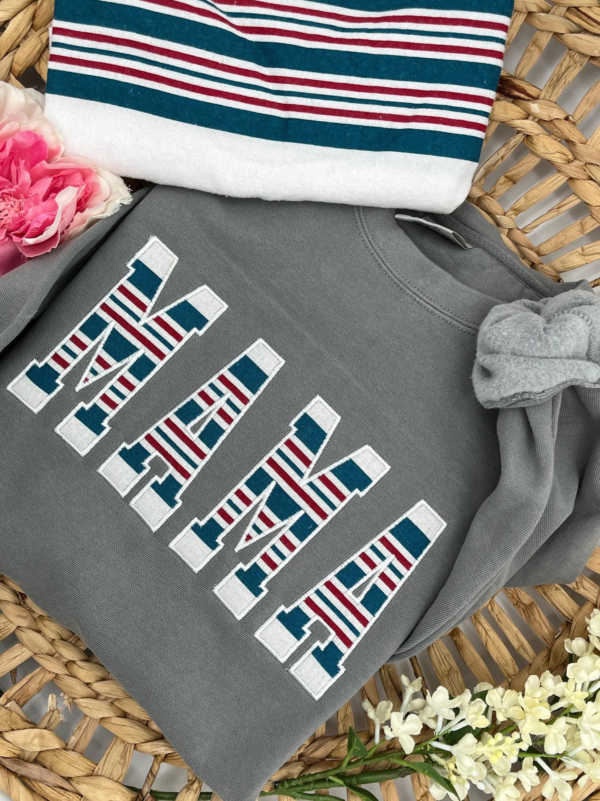 MAMA applique keepsake sweatshirt made from a hospital swaddle blanket - view 4