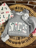 Curved NICU nurse embroidered sweatshirt made from a baby hospital blanket