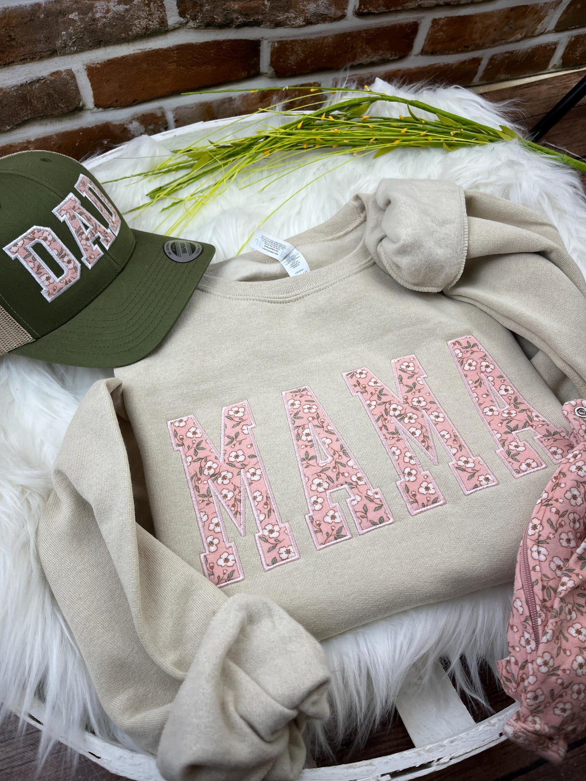 Mama baby clothes keepsake sweatshirt with custom applique made from baby outfits - view 12