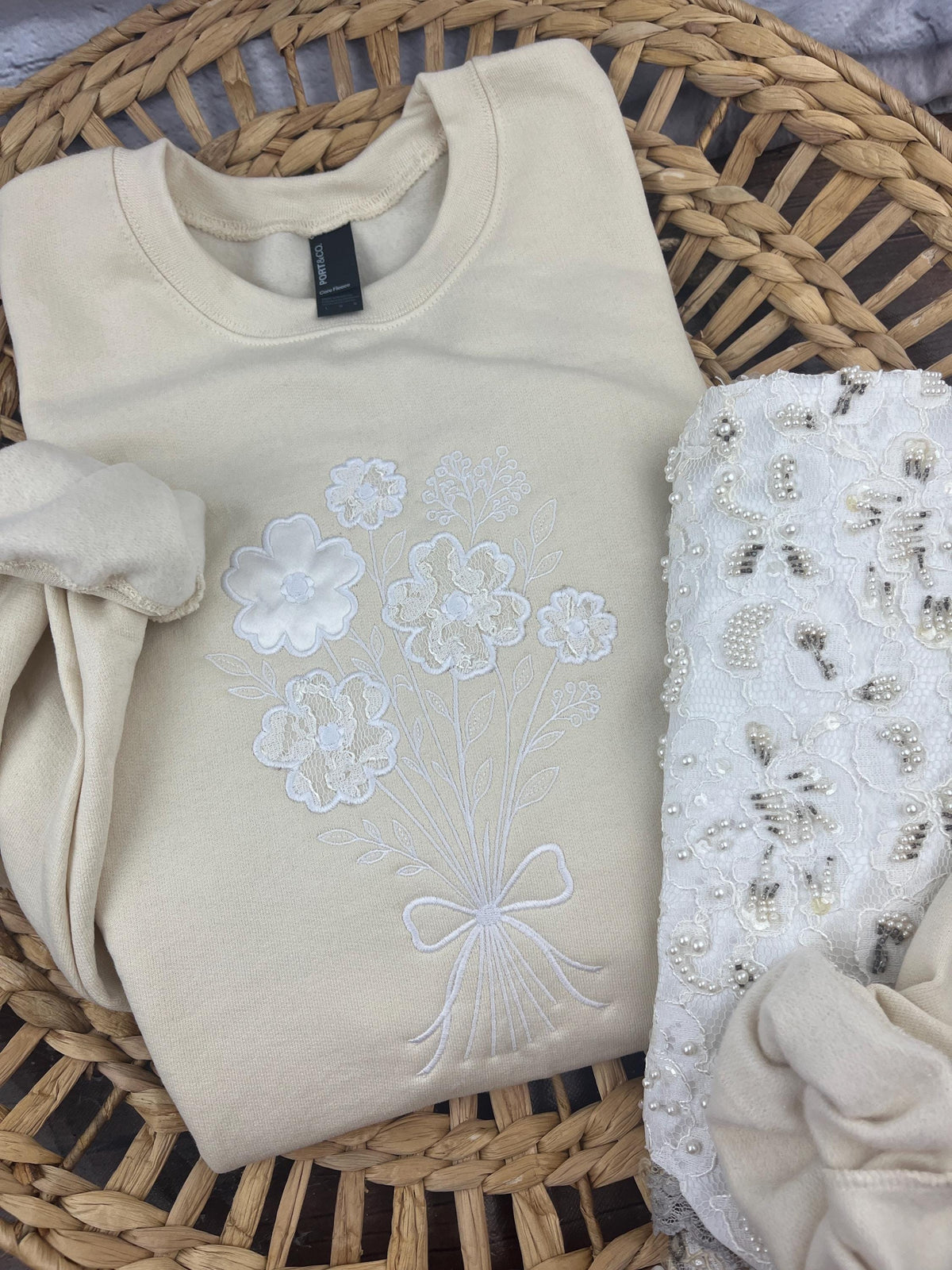 Bride memory keepsake applique sweatshirt - styled view