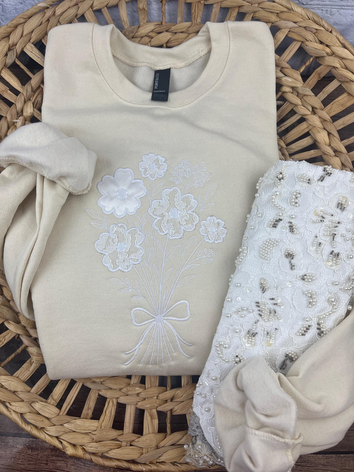 Bride memory keepsake applique sweatshirt - back view