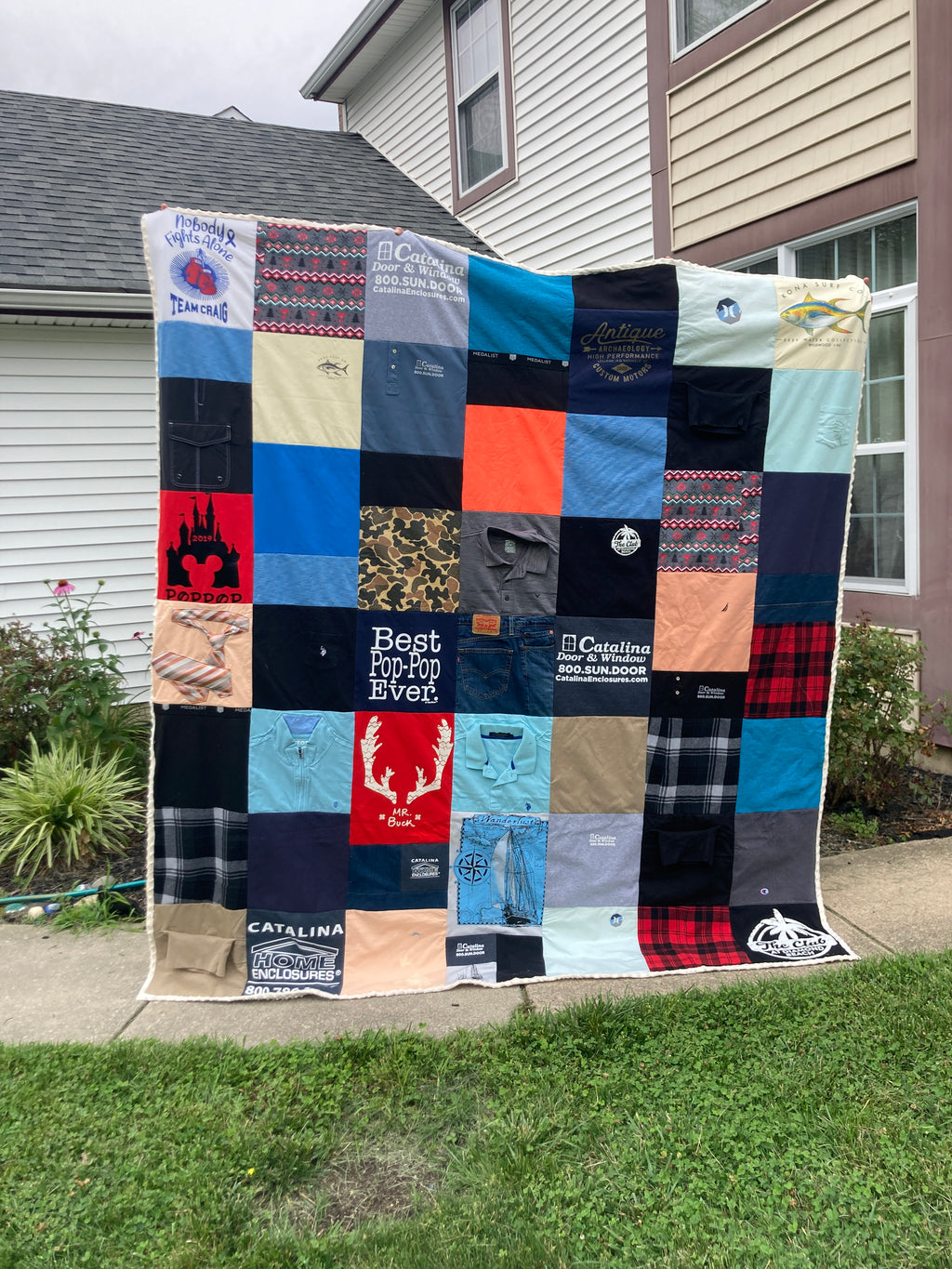 Memory quilt handmade from a loved ones clothing - seventh view