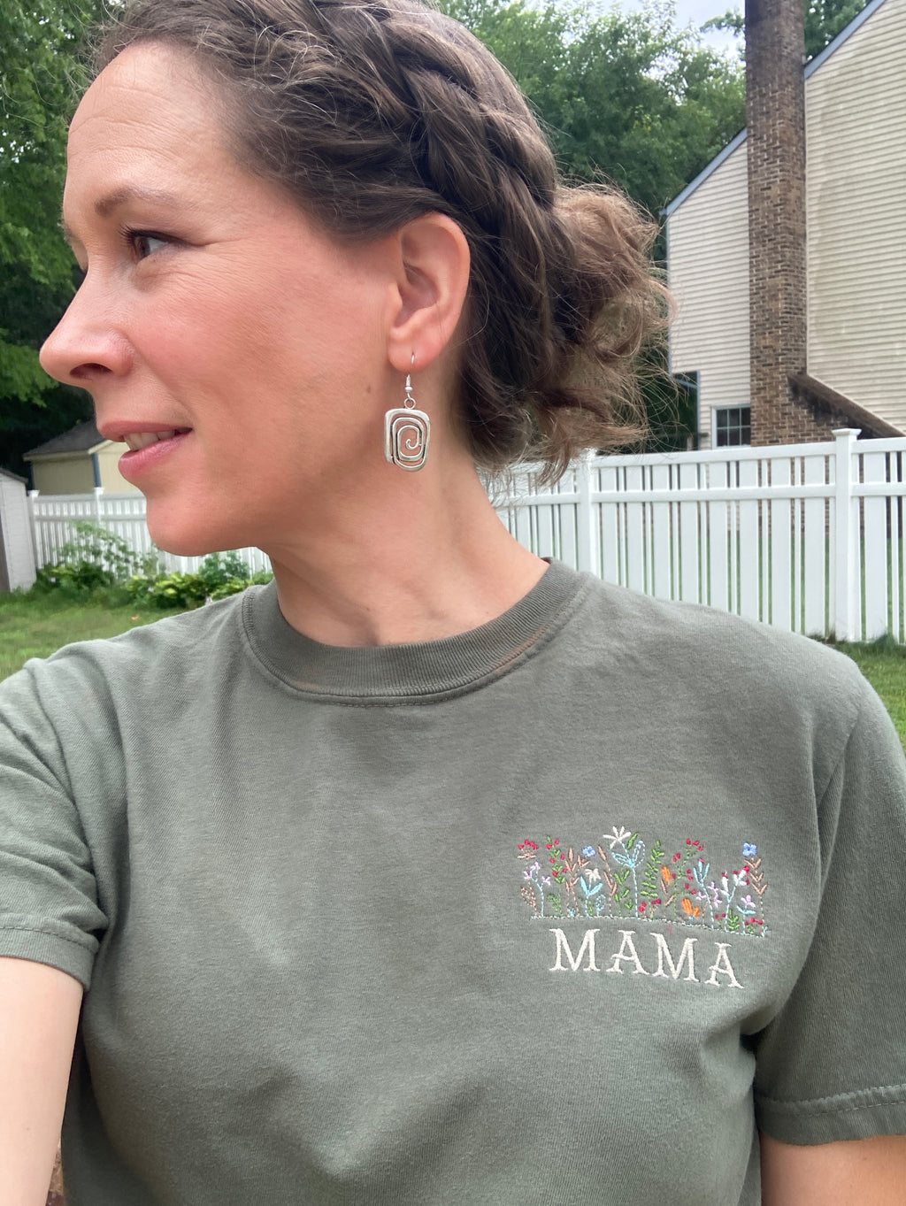 Wildflower Mama embroidered shirt - detail view