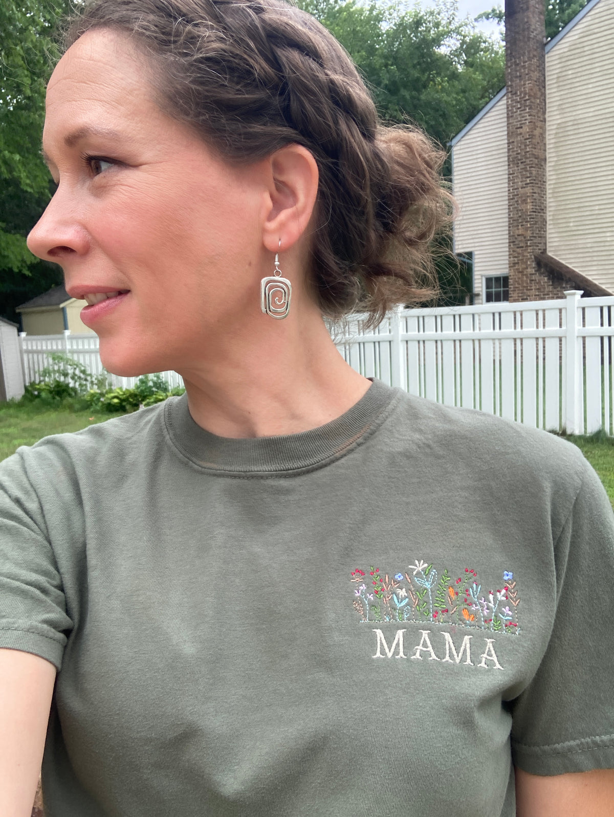 Wildflower Mama embroidered shirt - detail view