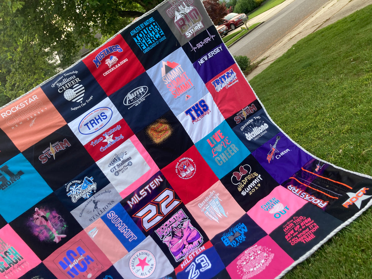 Memory quilt handmade from a loved ones clothing