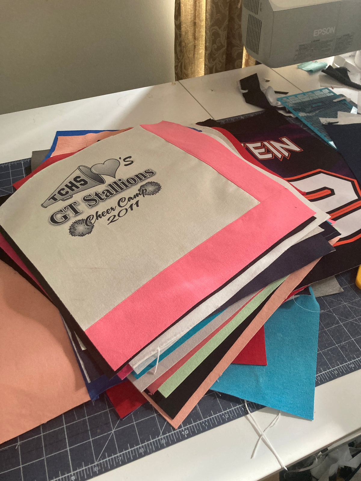 Memory quilt handmade from a loved ones clothing - fabric detail