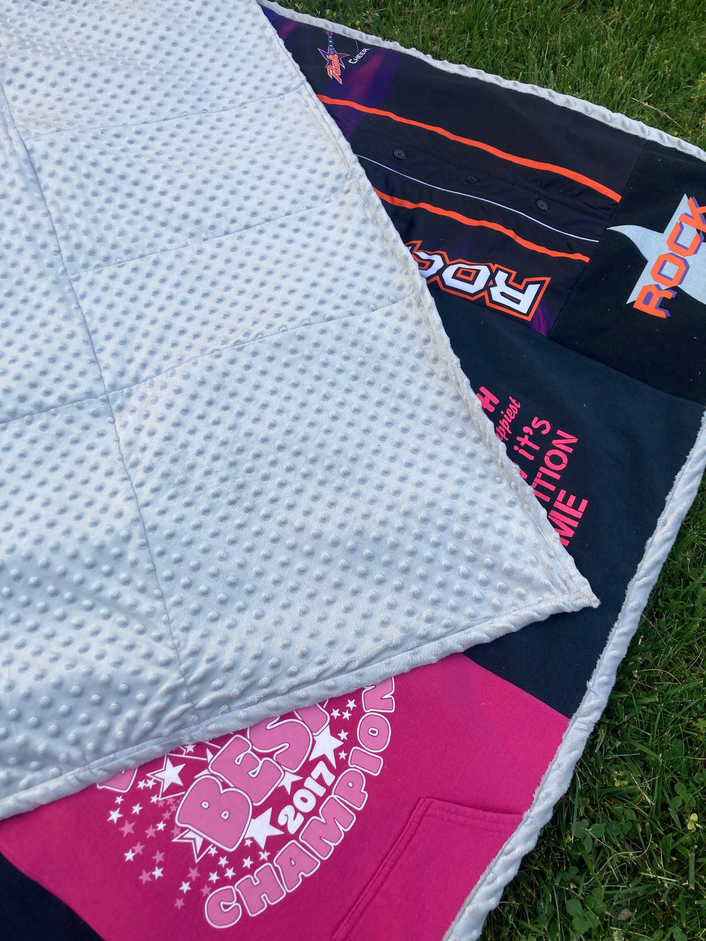 Memory quilt handmade from a loved ones clothing - extra view