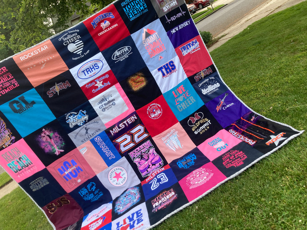 Memory quilt handmade from a loved ones clothing - stitching detail