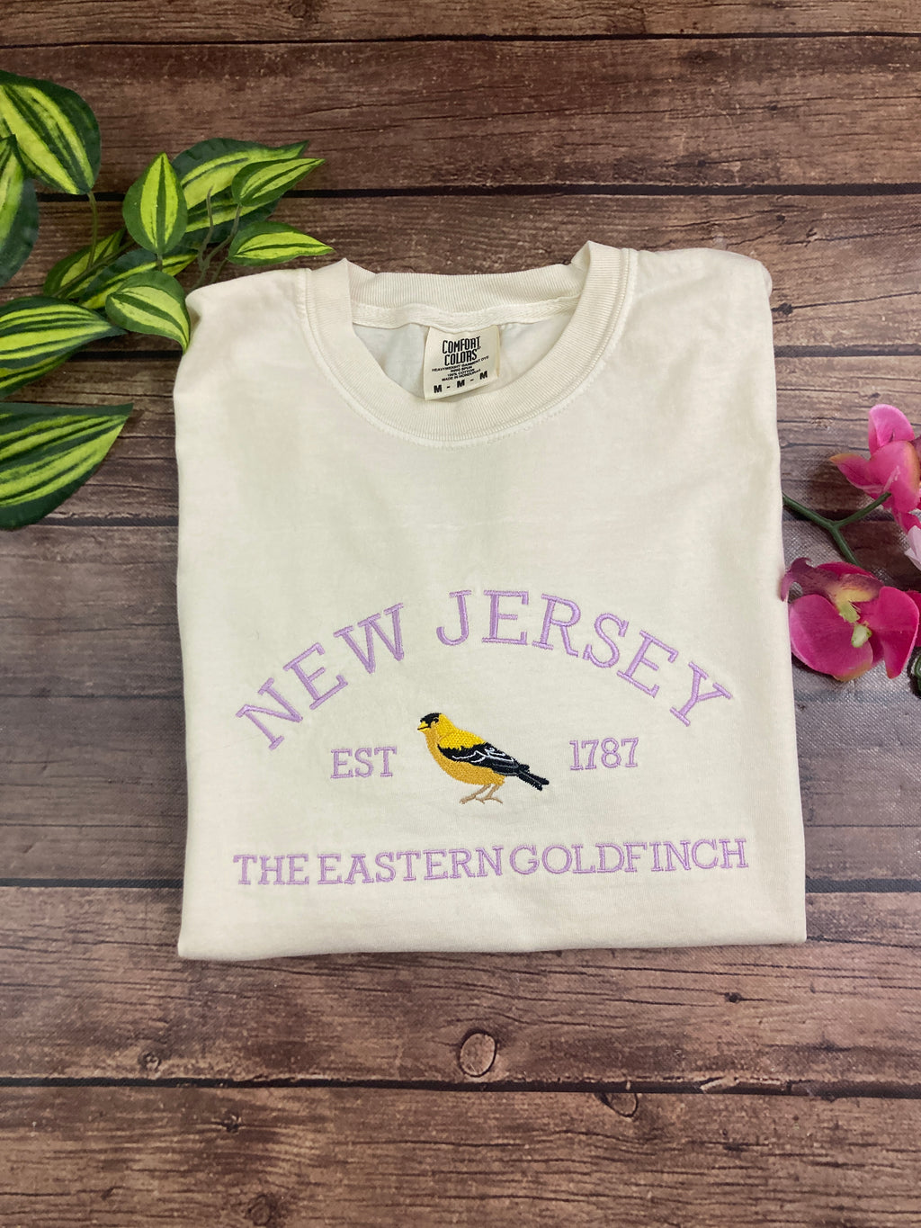 New Jersey goldfinch state bird embroidered sweatshirt