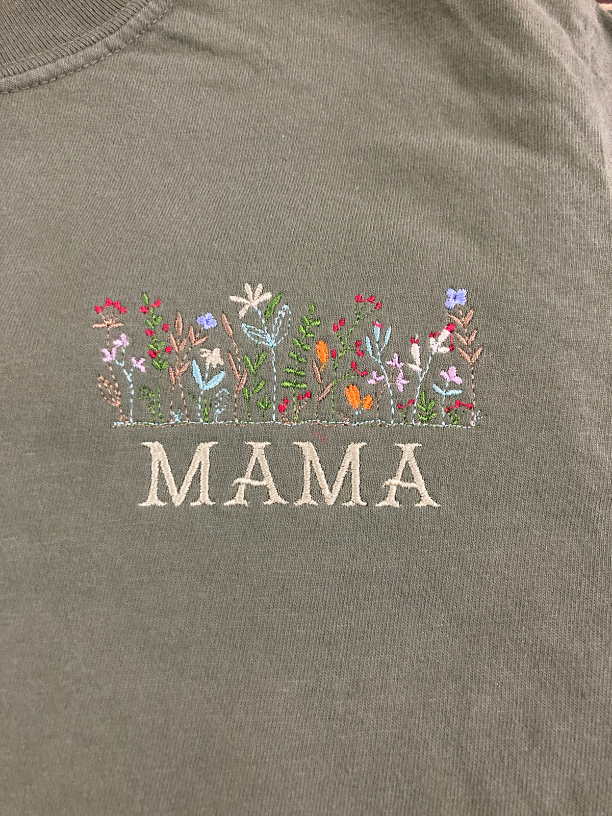 Wildflower Mama embroidered shirt - fabric detail