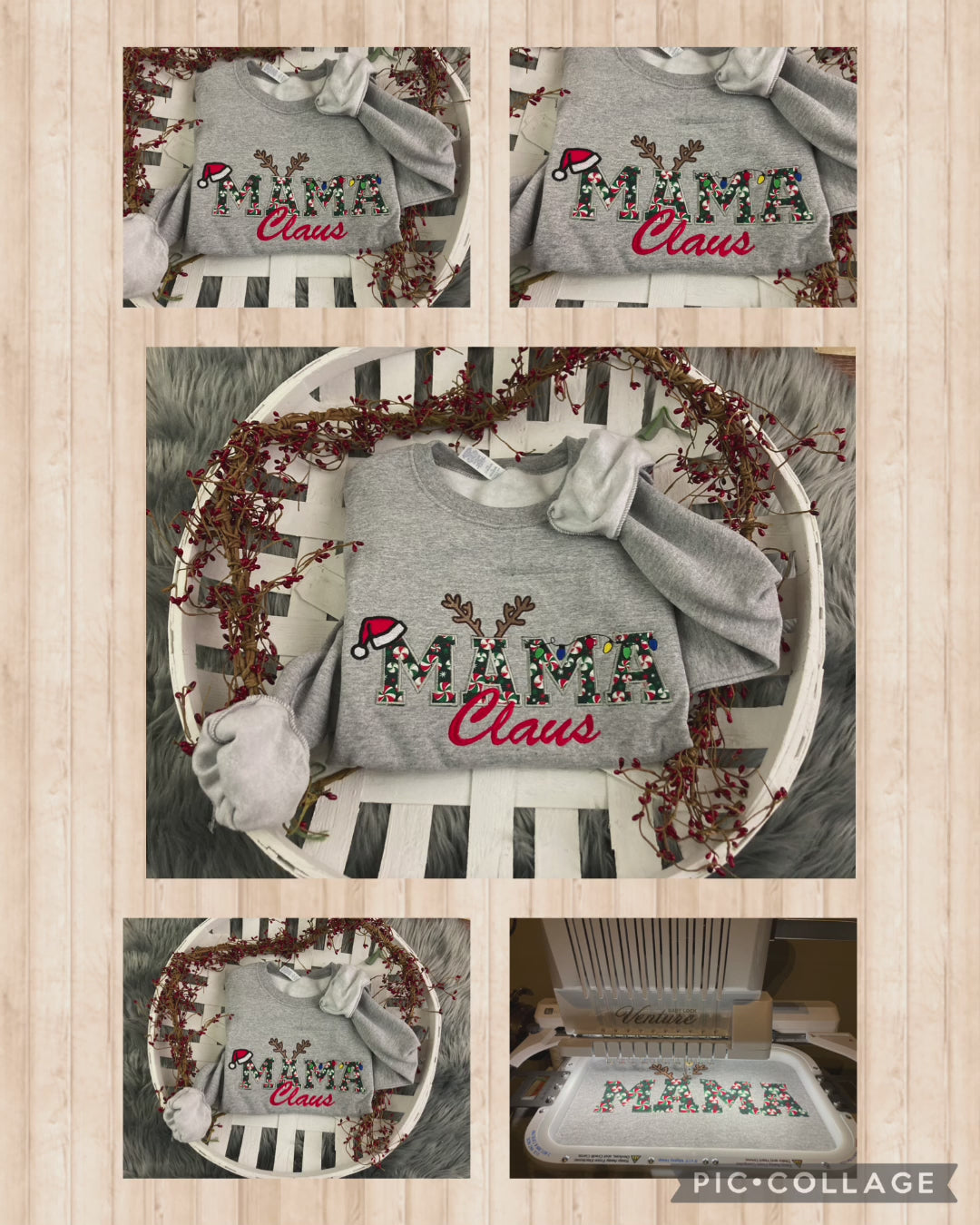 Mama Claus  Merry Christmas Embroidery Appliqué Holiday Shirt- Comfort Colors