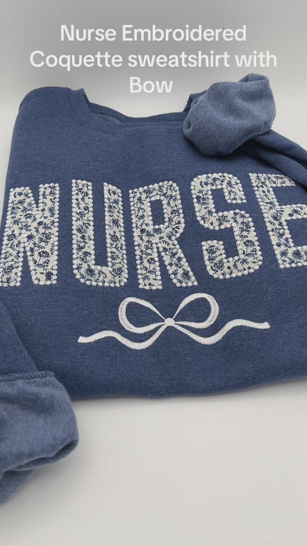 Coquette Nurse Sweatshirt – Appliqué & Embroidered Bow | Custom Department Option. Labor and delivery. Emergency, NICU, Mother Baby, doctor